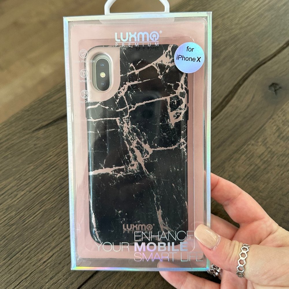 LUXMO Premium MARBLICIOUS Marble Shine Design UV Coated TPU CASE for iPhone X